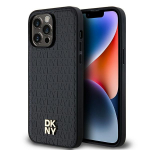 DKNY Leather Pattern Metal Logo MagSafe &uuml;mbris jaoks iPhone 13 Pro Max - must