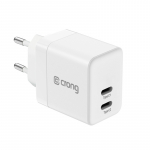 Crong Ultra Compact GaN seinalaadija, 2 &times; USB-C, 35 W, PD 3.0, PPS, valge