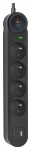 Pikendusjuhe 4 pistikupesa + USB A + USB C Art FU910 1,5 m must