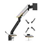 Heavy-Duty Single Monitor 24"-57" Gas Spring Arm Mount, RGB Lighting, Gray