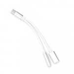 Adapteris AUX 2in1 Type-C į Type-C / 3,5 mm lizdas &ndash; baltas