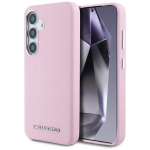Karl Lagerfeld Saffiano Full Wrapped Elongated Metal Logo MagSafe &Uuml;mbris jaoks Samsung Galaxy S25 - roosa