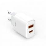 XO seinalaadija CE12 PD QC 3.0 20W 1x USB 1x USB-C valge