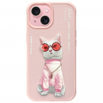 Nimmy Glasses Cool Cat iPhone 15 Case - Pink