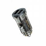 WEKOME WP-C40 Vanguard Series autolaadija, 2 &times; USB-A, 15 W, must ja l&auml;bipaistev