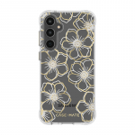 L&auml;bipaistev Case-Mate Floral Gems &uuml;mbris kuldse ja h&otilde;bedase lillemustriga Samsung Galaxy S23 FE 5G telefonile