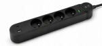 Pikendusjuhe 4 pistikupesa + USB A + USB C Art FU915 3 m must