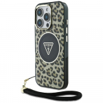 Guess HC IML Leopard Triangle Cord Strap MagSafe &Uuml;mbris jaoks iPhone 16 Pro - Brown