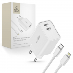 Tech-Protect C35W 2x USB-C PD 35W Wall Laadija koos USB-C / Lightning Kaabel - valge