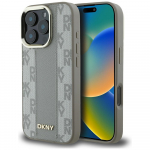 DKNY Checkered Pattern Magsafe iPhone 16 Pro &Uuml;mbris - Beige