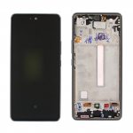 Ekranas Samsung A536 A53 5G su lietimui jautriu stikliuku ir rėmeliu originalus Awesome Black (service pack)