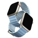 UNIQ dirželis Revix Premium Apple Watch Series 1/2/3/4/5/6/7/8/9/SE/SE2 38/40/41mm dvipusis magnetinis odinis baltai mėlynas