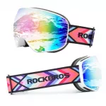 Rockbros SP284 laste suusaprillid uduvastased UV-filtriga, hall l&auml;&auml;ts roosa peegliga - valged