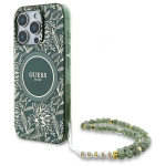 Guess IML Flowers Allover Electro With Pearl Strap MagSafe &uuml;mbris jaoks iPhone 16 Pro Max - roheline