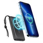 VEGER i&scaron;orinė baterija 10000 mAh su belaidžiu įkrovimu suderinama su MagSafe PD QC3.0 2A 20W MagOn (VP1151 / W1151) juoda