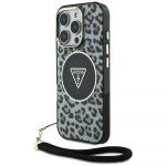 Guess HC IML Leopard Triangle Cord Strap MagSafe &Uuml;mbris jaoks iPhone 16 Pro - must