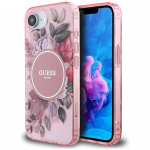 Guess IML Flowers MagSafe iPhone 16e &Uuml;mbris - Roosa