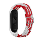 Beline Dirželis Mi Band 7/6/5 Textile raudonas/baltas