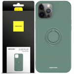 Spacecase Silikoninis dėklas su žiedu iPhone 12 Pro Max tamsiai žalias