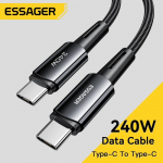USB Kabelis Essager "Ultra" tamsiai pilkas "Type-C / Type-C" 100cm (iki 240W!!!)