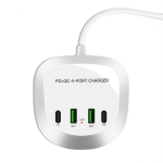 Travel laadija T3P+ - 2xType C + 2xUSB - QC + PD 40W valge