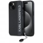 Karl Lagerfeld Saffiano Rhinestones & Charm &uuml;mbris jaoks iPhone 15 / 14 / 13 - must