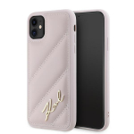 Karl Lagerfeld Diagonal Quilted Script &uuml;mbris jaoks iPhone 11 / Xr - roosa