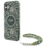Guess IML Flowers Allover Electro With Pearl Strap MagSafe &uuml;mbris jaoks iPhone 16 Plus - roheline