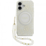 Guess IML Flowers Electro Pearl Strap MagSafe &uuml;mbris jaoks iPhone 17 - valge