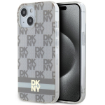 DKNY IML Checkered Mono Pattern & Printed Stripes MagSafe &uuml;mbris jaoks iPhone 15 / 14 / 13 - beige