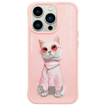 Nimmy Glasses Cool Cat &Uuml;mbris jaoks iPhone 15 Pro Max - Roosa