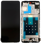 Ekranas Samsung M556 M55 5G su lietimui jautriu stikliuku ir rėmeliu Black OLED (real size)