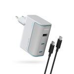 Cuktech AD1003EU 100W GaN 2x USB-C + USB-A seinalaadija koos kaabliga - valge