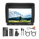 NEEWER F100 v&auml;limonitor + USB-laadija + akukomplekt