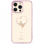 Swarovski kristallidega silikoonist &uuml;mbris Kingxbar Wish Series iPhone 14 Plus'ile - roosa