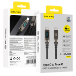 Blavec Laidas Lumix pintas - Typ C na Typ C - PD 240W 5A LED display 1,2 metra Apple CarPlay/Android Auto (CLU-CC5BG12) juodas-pilkas