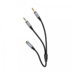 Kaabel AUX 2in1 Jack 3,5 mm (emane) - 2 x Jack 3,5 mm (isane) Hoco 0,25 m UPA21 metallhall