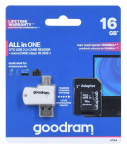 GoodRam atminties kortelė 16GB microSDHC cl. 10 UHS-I + adapteris + kortelių skaitytuvas