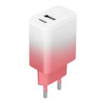 Setty charger USB + USB-C 20W LSIG-AC-20 valge-roosa gradient