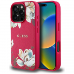 Guess Grained Printed Flower Pattern MagSafe &uuml;mbris jaoks iPhone 16 Pro fuchsia