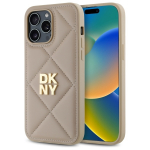 DKNY Quilted Stack Logo iPhone 14 Pro &Uuml;mbris - Beige
