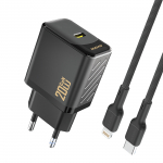 Dudao A26LEU PD 20W GaN USB-C seinalaadija USB-C to Lightning kaabliga - must