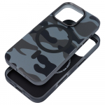 Dėklas telefonui FORCELL F-PROTECT su dviejų sluoksnių 4D technologija, militarinio kritimo testo suderinamas su MagSafe skirtas IPHONE 16 PRO juodas kamufliažas