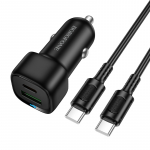 Car laadija Borofone BZ34B 38W USB-C/USB-A + USB-C to USB-C kaabel 1.0m must