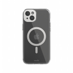 Moshi iGlaze MagSafe &uuml;mbris seadmele iPhone 15 Plus, l&auml;bipaistev Luna Silver detailidega