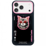 Nimmy Glasses Cool Cat MagSafe &Uuml;mbris jaoks iPhone 17 Pro Max - Must and Roosa