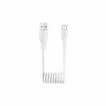 Puro 10W USB-A - USB-C Spiral Kaabel 1m - valge