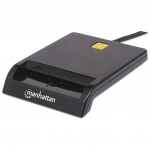 Manhattan USB-A Contact Smart Card Reader, 12 Mbps, Friction type compatible, External, Windows or Mac, Cable 105cm, must, Three Year Warranty