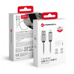 Kaabel USB A to USB C Forcell F-Energy QC4.0 3A 66W Metal 1 m C234 h&otilde;bedane