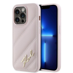 Karl Lagerfeld Diagonal Quilted Script &uuml;mbris jaoks iPhone 14 Pro - roosa